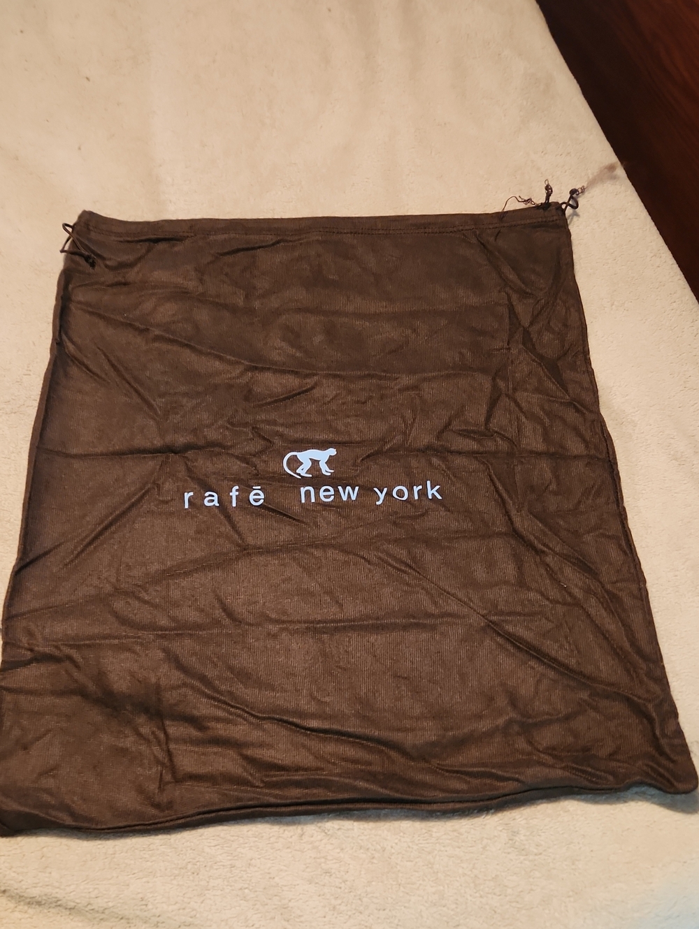 Rafe Brown Drawstring Dust Bag with White Logo